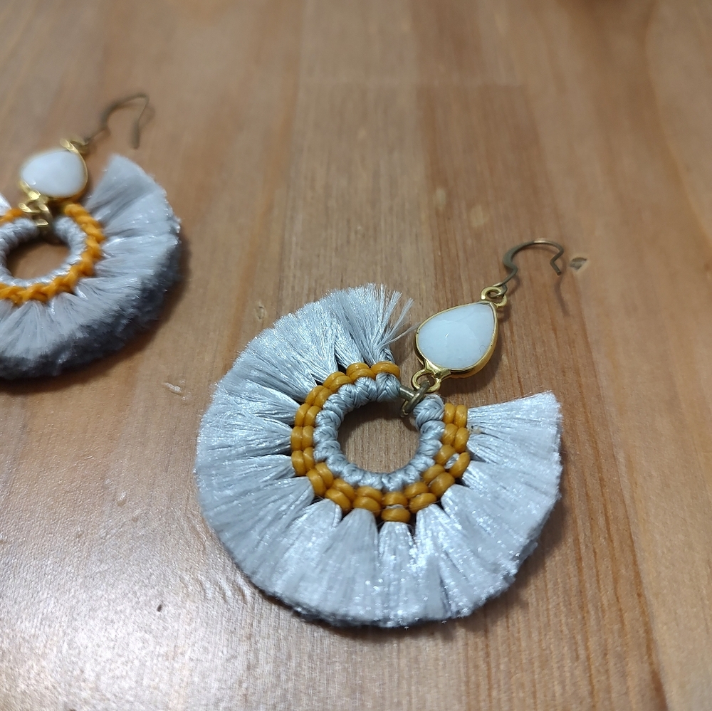 Silver tassel drop earrings